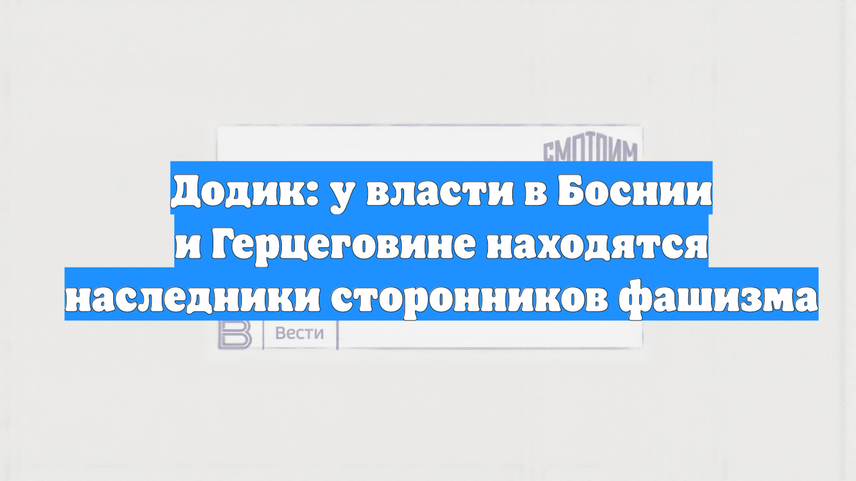 Додик: у власти в Боснии и Герцеговине находятся наследники сторонников фашизма