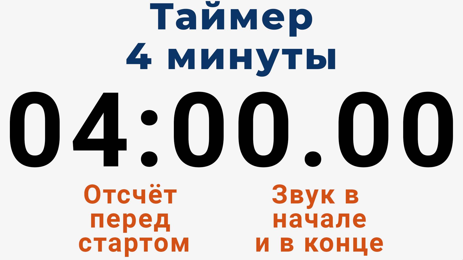 Таймер на 4 МИНУТЫ - со звуком и отложенным стартом