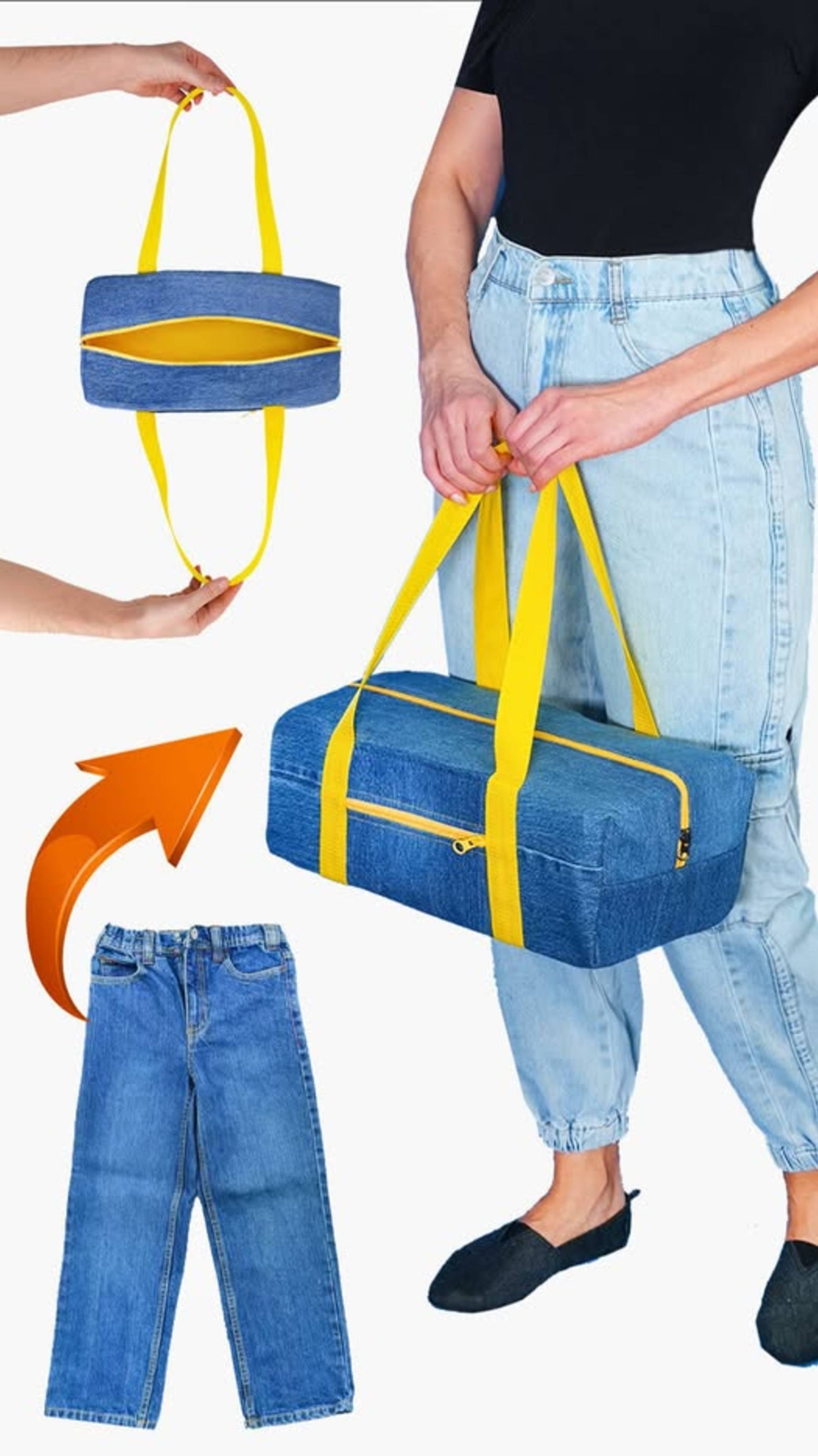 Простая дорожная сумка своими руками из старых джинсов 👜✂️