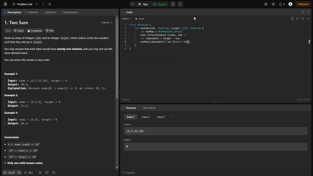 Two Sum Leetcode решение на Kotlin