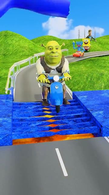 yt1s.com - Weird Cars Going to Bollard Spikec with Lava Pit and Hammer Spider Man Foot_v720P