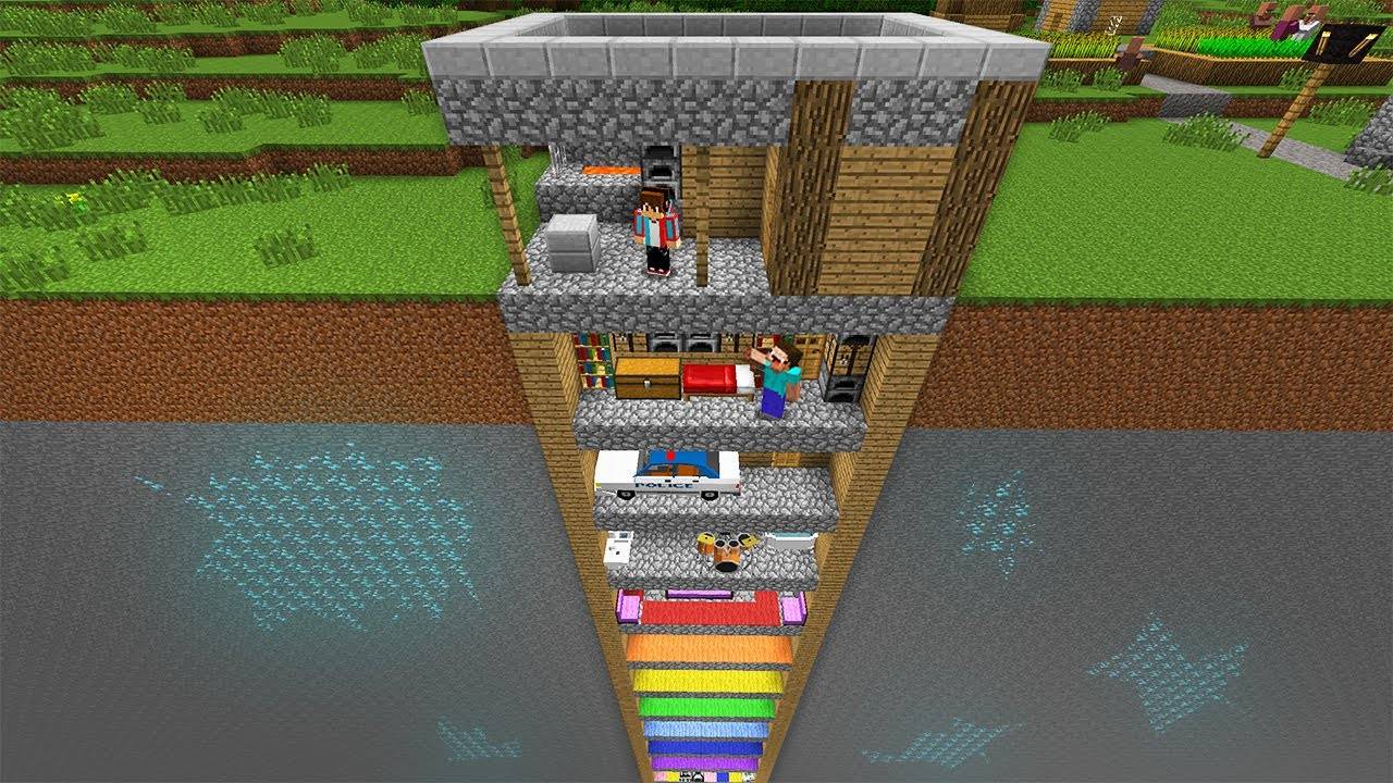 НУБ ПОСТРОИЛ НЕБОСКРЁБ ПОД МОЕЙ ДЕРЕВЕНСКОЙ КУЗНИЦЕЙ В МАЙНКРАФТ  Компот Minecraft