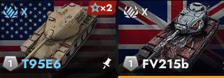 T95E6 и FV215b приближение 3х отметок