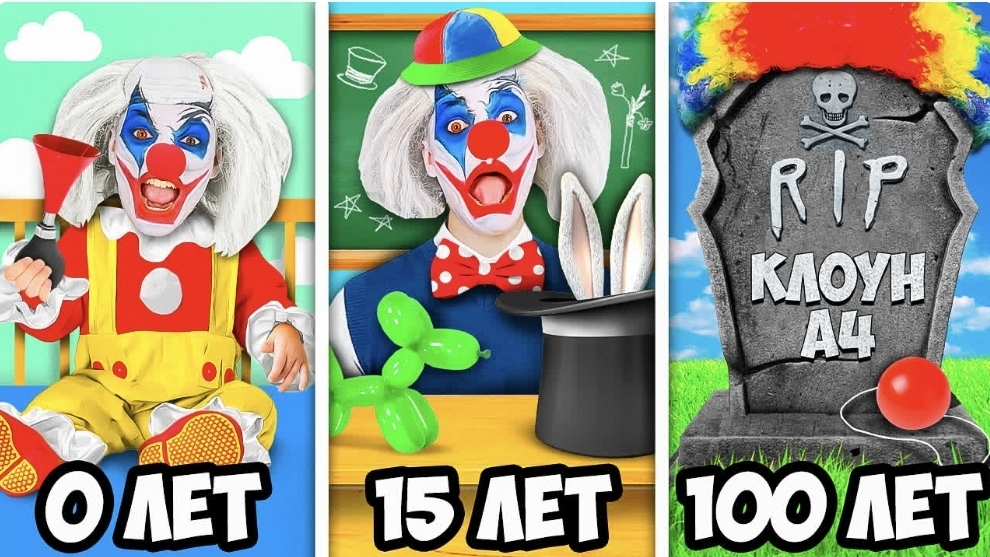 Вся Жизнь Клоуна А4 От 0 до 100 лет!!!