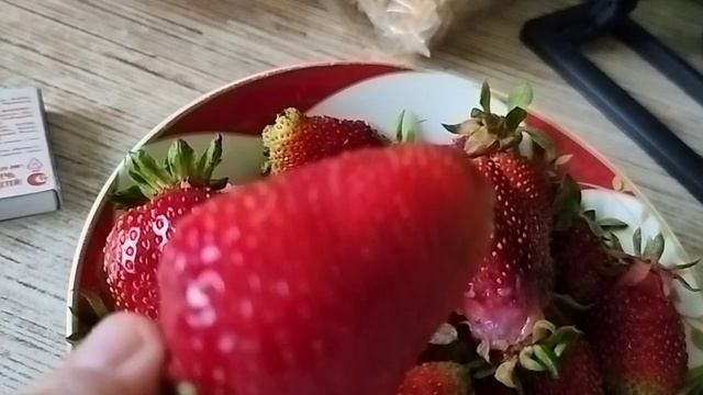 Собрали клубнику. Моя любимая "купчиха" 🍓. Новый сорт "Верона" очень крупная😋.