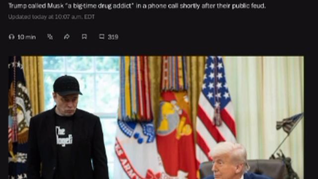 ⚡️Трамп назвал Маска "наркоманом с большой буквы" вскоре после их ссоры, — The Washington Post