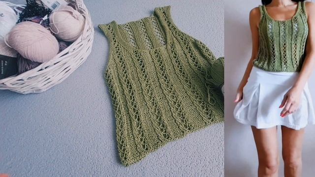 ВЯЖЕМ КРАСИВУЮ.МАЙКУ НА ЛЕТО/Nako Calico Simli  или Yarnart ELEGANCE