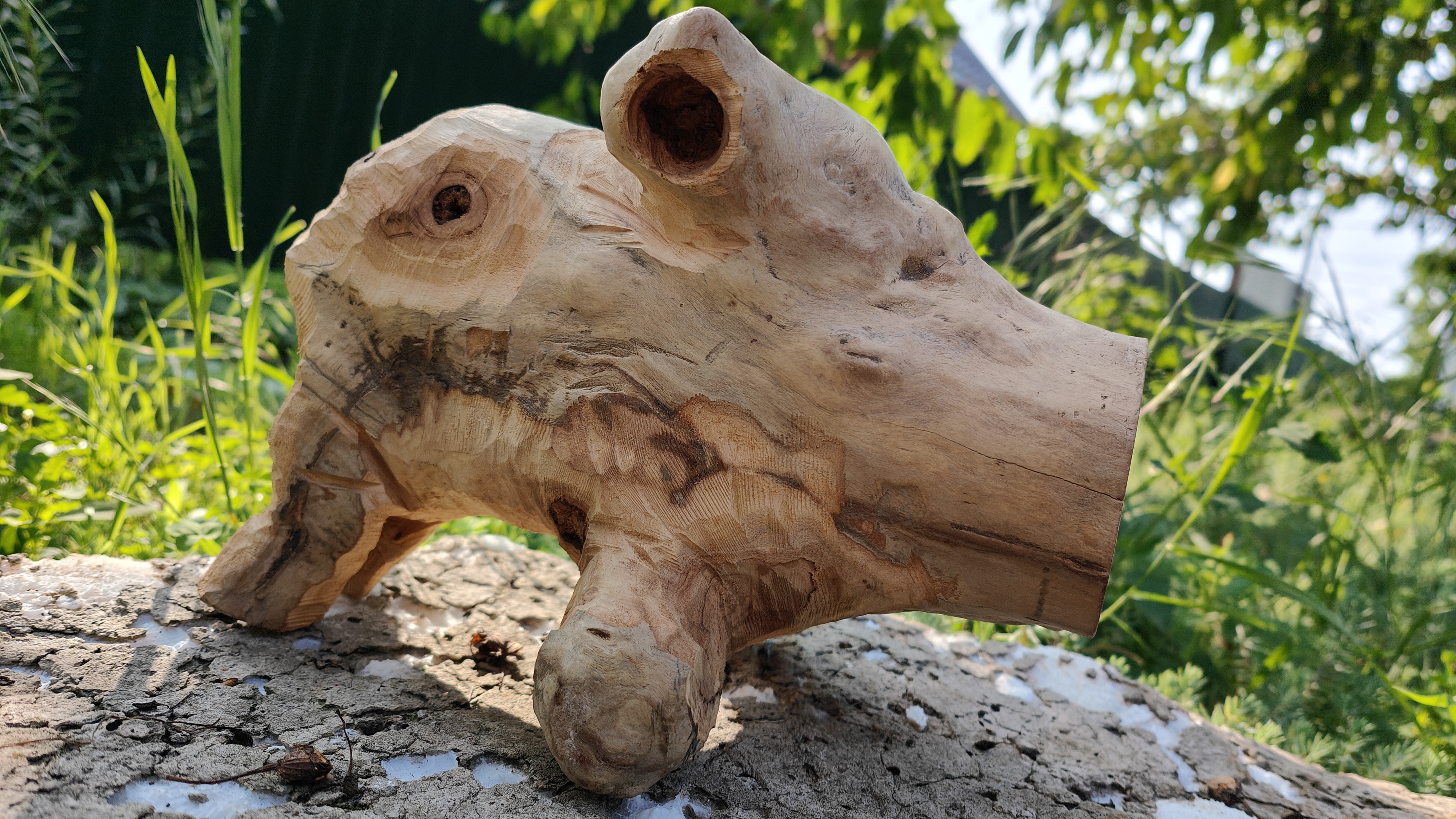 Свинка из коряги своими руками.