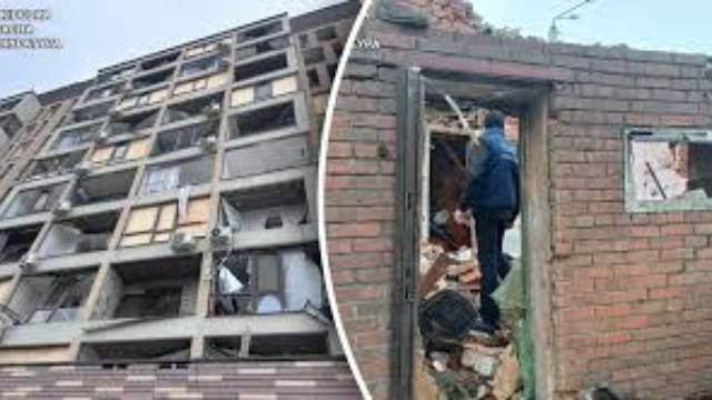 Беспилотник снял повреждения жилого дома в Харькове после прилета дрона
