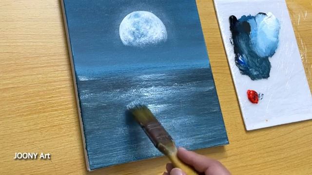 Как нарисовать океан в лунном свете
