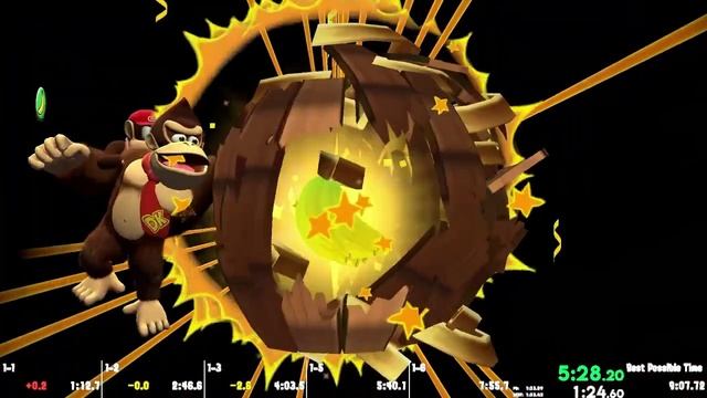 [WR] DKCR：HD World 1 Speedrun - Jungle in 9_06.700(6)