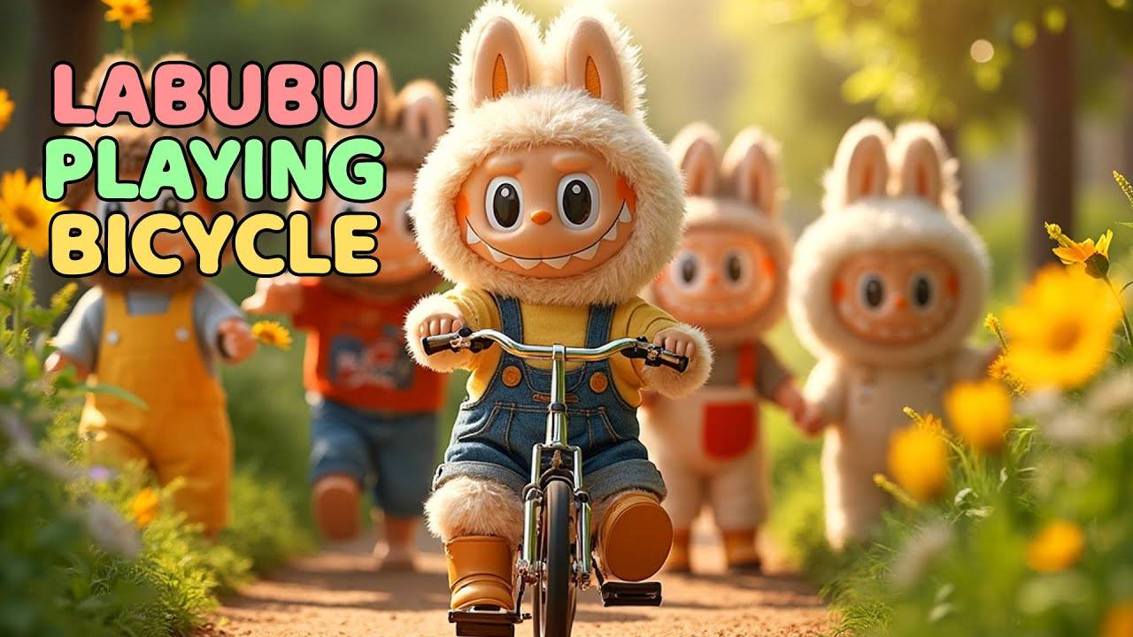 Лабубу играет на велосипеде? | Веселая песня для малышей и детские стишки #labubu