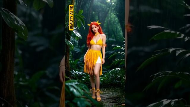 BEAUTY AI 4K. ⭐️Model takes magical photos in the rainforest