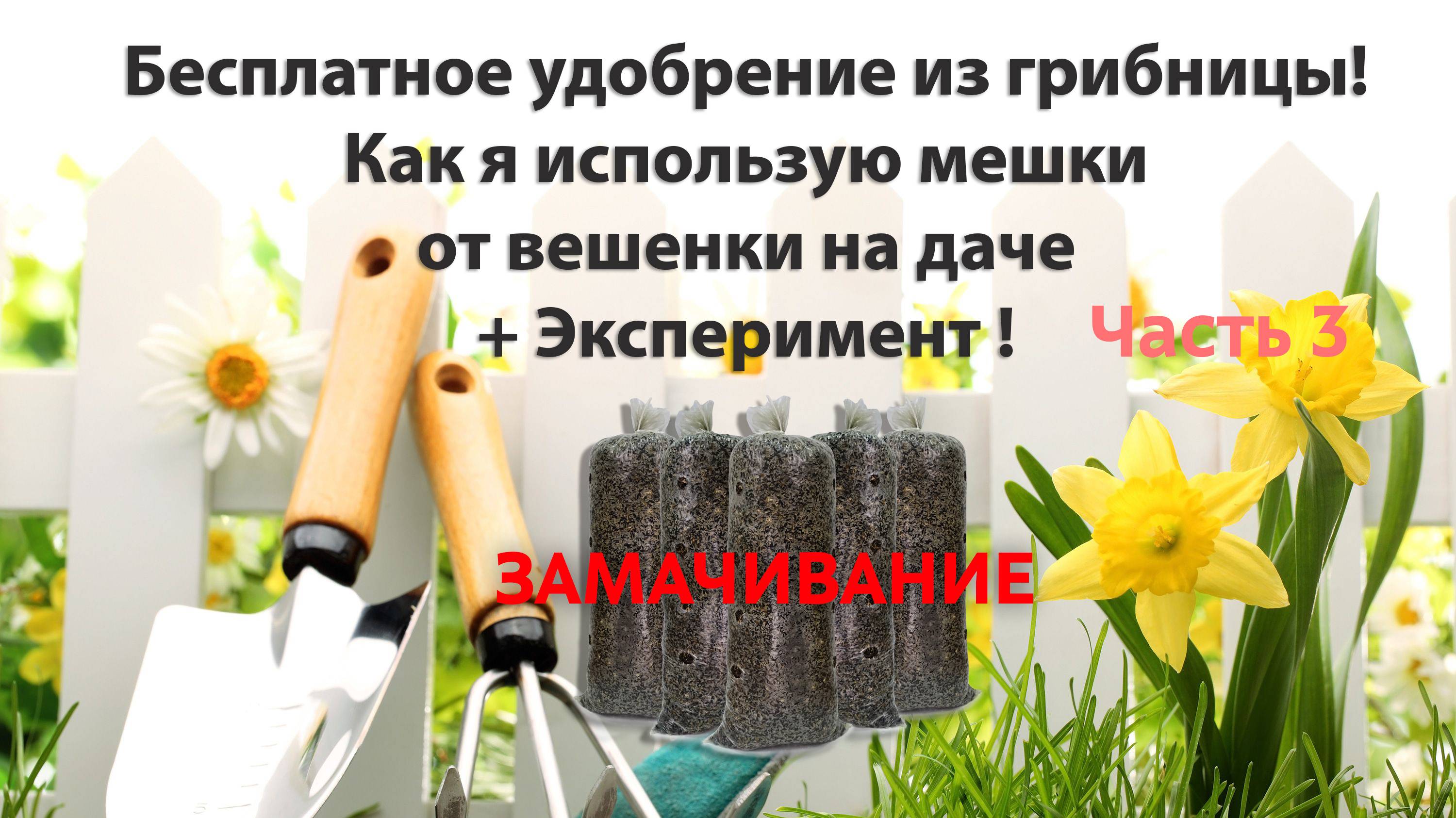 Мешки из под грибов вешки - грибницы для удобрения почвы. Замачивание. Часть 3