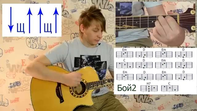 Обучение игре на гитаре (урок3)как быстро переставлять аккорды использовать разные бои/ нам с тобой