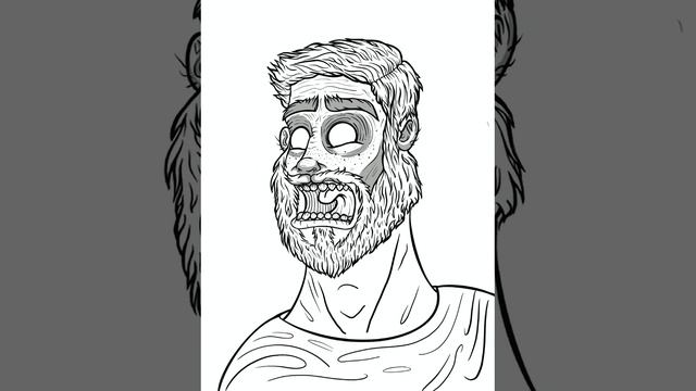 бородатый человечек, процесс рисования в Procreate