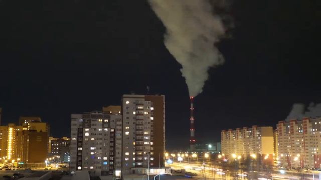 Free Full HD footage. Frost, night streets winter in the city. Timelapse