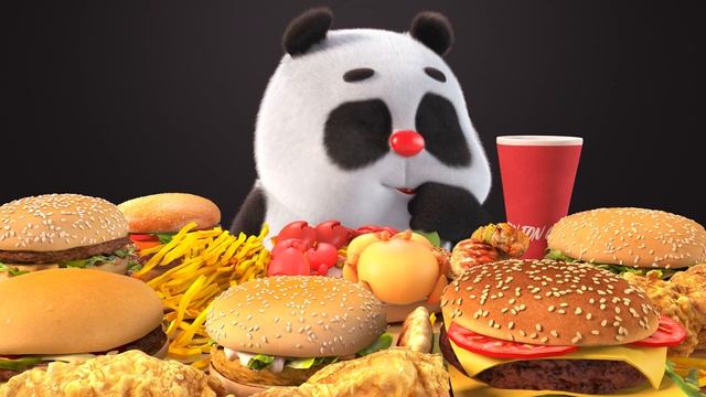 Панда и Фас фут/Бамбуковая панда ❤️ панда ест🐼🐻/Кун-фу панда ест гамбургеры из Макдональдса/СМЕХ
