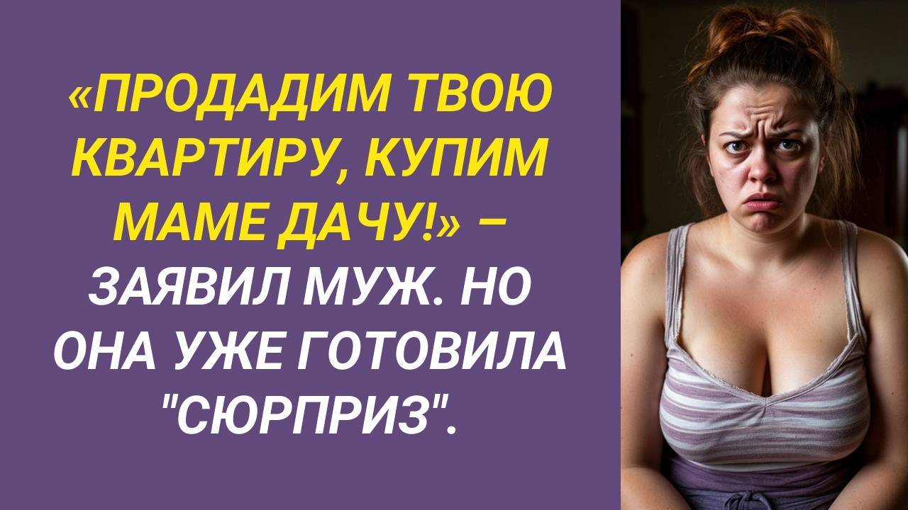 ПРОДАДИМ ТВОЮ КВАРТИРУ И КУПИМ МАМЕ ДАЧУ! - ЗАЯВИЛ МУЖ, НО ЕГО ЖДАЛ СЮРПРИЗ...