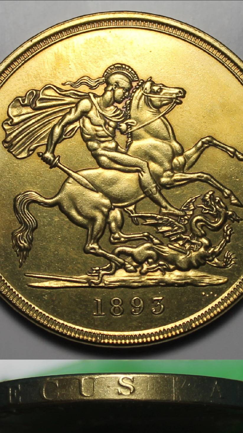Великобритания 5 фунтов, 1893 года. Виктория. Гурт надпись