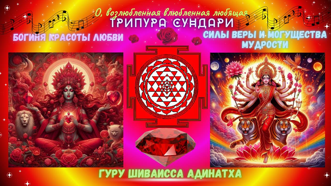 О, возлюбленная влюбленная любящая Трипура Сундари- Богиня красоты любви, силы веры и могущества