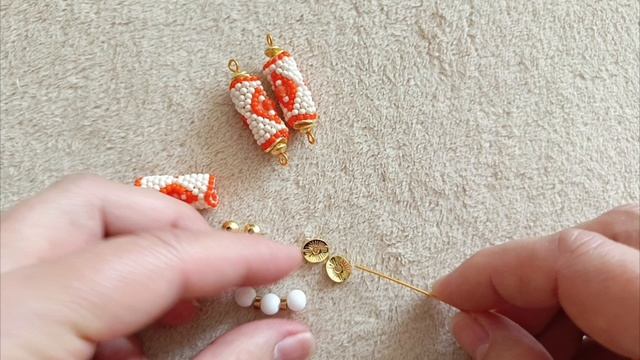 Яркое летнее украшение с керамикой. МК бусины из бисера #летние украшения #плетеныебусины
