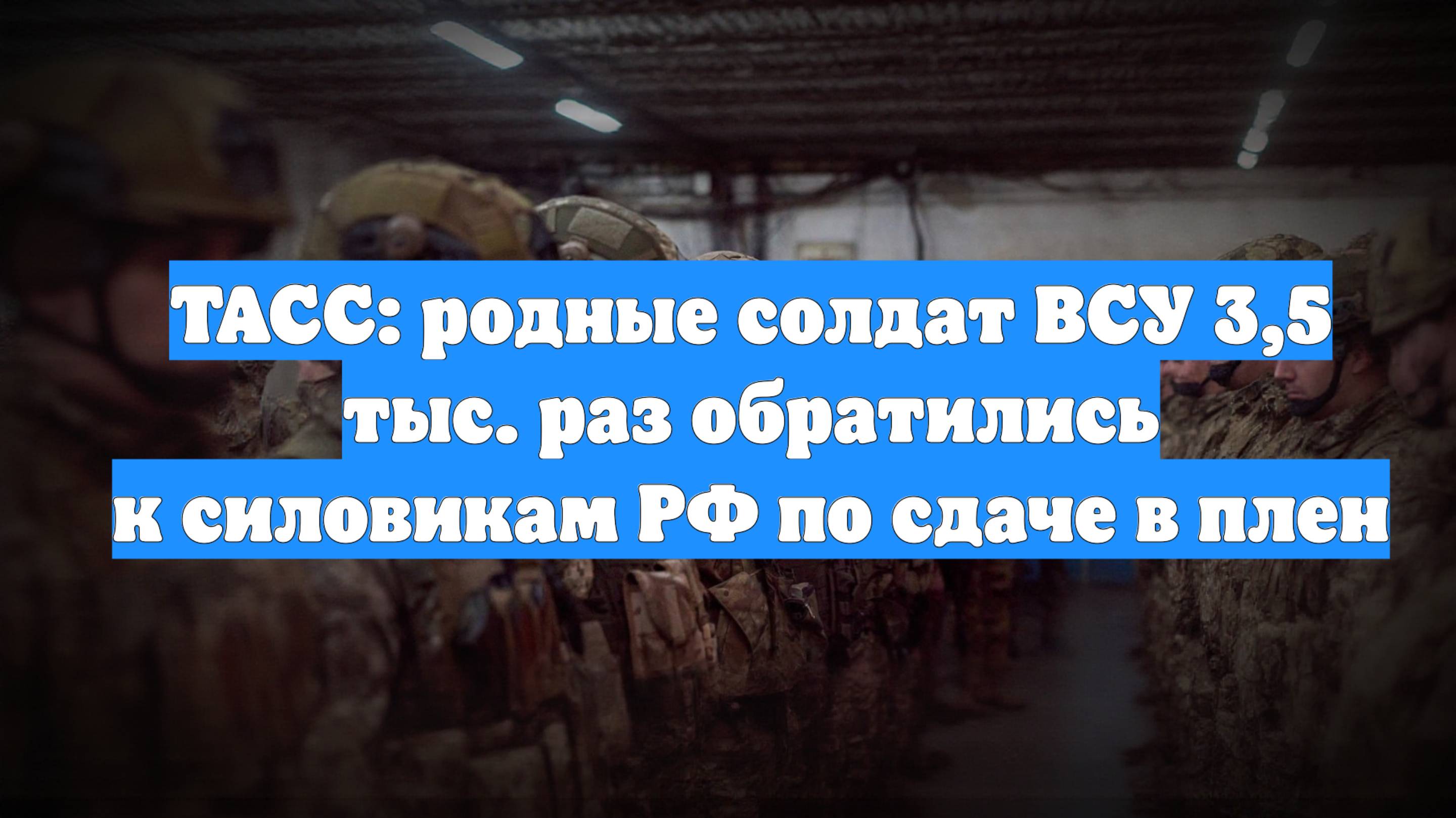ТАСС: родные солдат ВСУ 3,5 тыс. раз обратились к силовикам РФ по сдаче в плен
