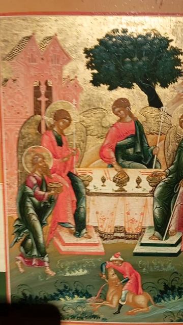 Святая Троица. Гостеприимство Авраамово со святыми. Середина XIX века. Палех.