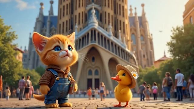 🌻Tiny Cat Travels Spain with His Little Duck Friend🌻