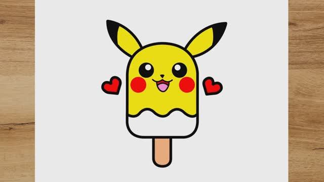 КАК НАРИСОВАТЬ МОРОЖЕНОЕ ПИКАЧУ В СТИЛЕ KAWAII
