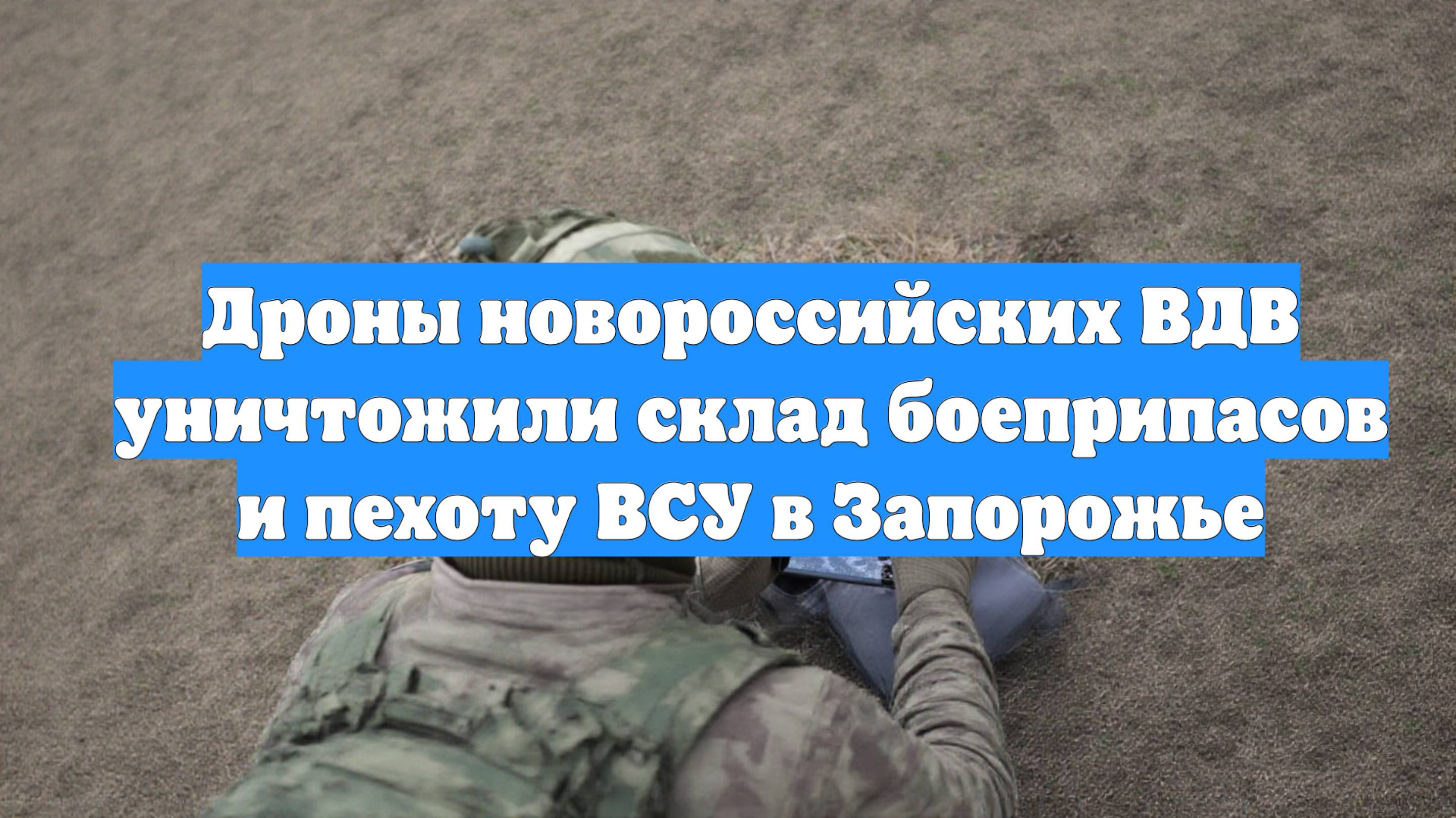 Дроны новороссийских ВДВ уничтожили склад боеприпасов и пехоту ВСУ в Запорожье