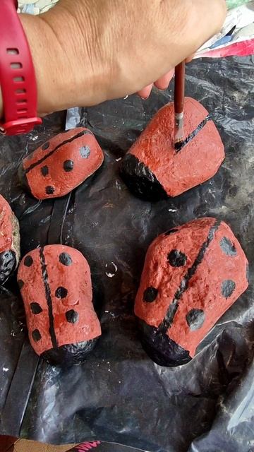 Божья коровка из камня