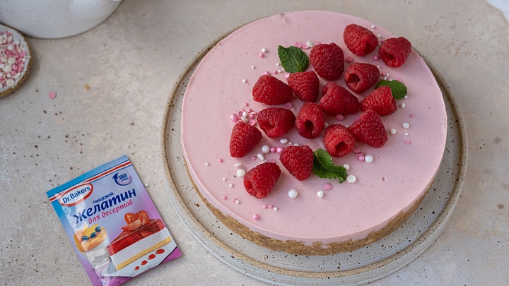 🍰Нежный творожный чизкейк с малиной без выпечки