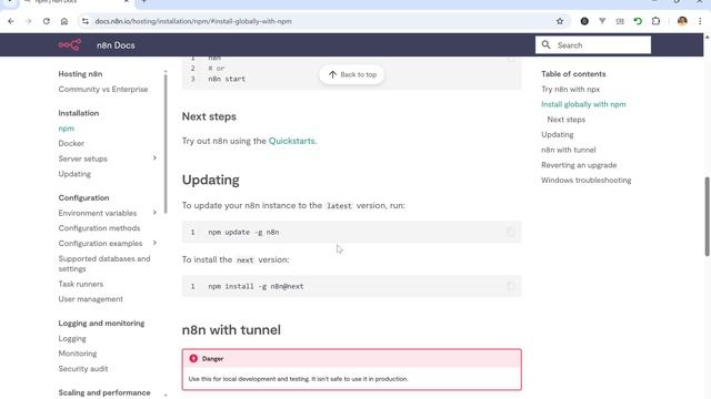 Обновление пакета n8n в npm