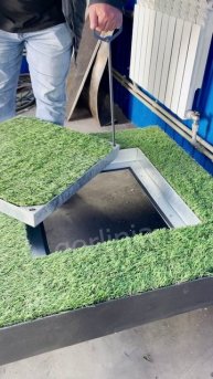 Люк под искусственный газон скрытый со съемной крышкой на крюках #ландшафтныйдизайн #озеленение