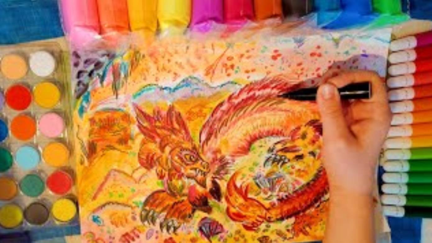 Учу Рисовать Китайского дракона🐉🐲.  Мастер-Класс от Волнистика🤩