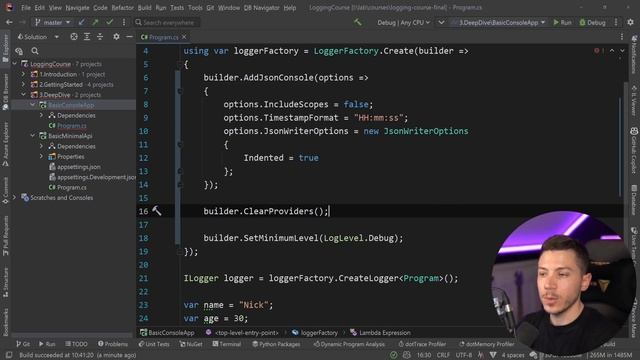 22. Customizing the loggers and providers