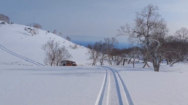 Зима на Итурупе, едем в бухту Гуя