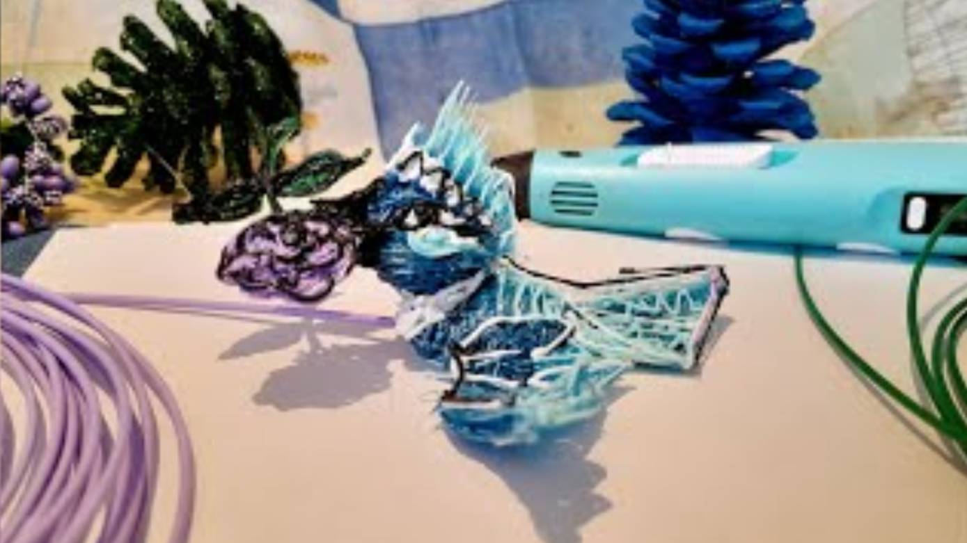 Синяя птица. Учу делать 3d ручкой🤩. Легко и просто под руководством Волнистика!!!