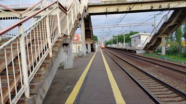 Скоростной Электропоезд Ласточка ЭС2ГП-009 Сообщением Валдай-Санкт-Петербург Пролетает мимо Саблино