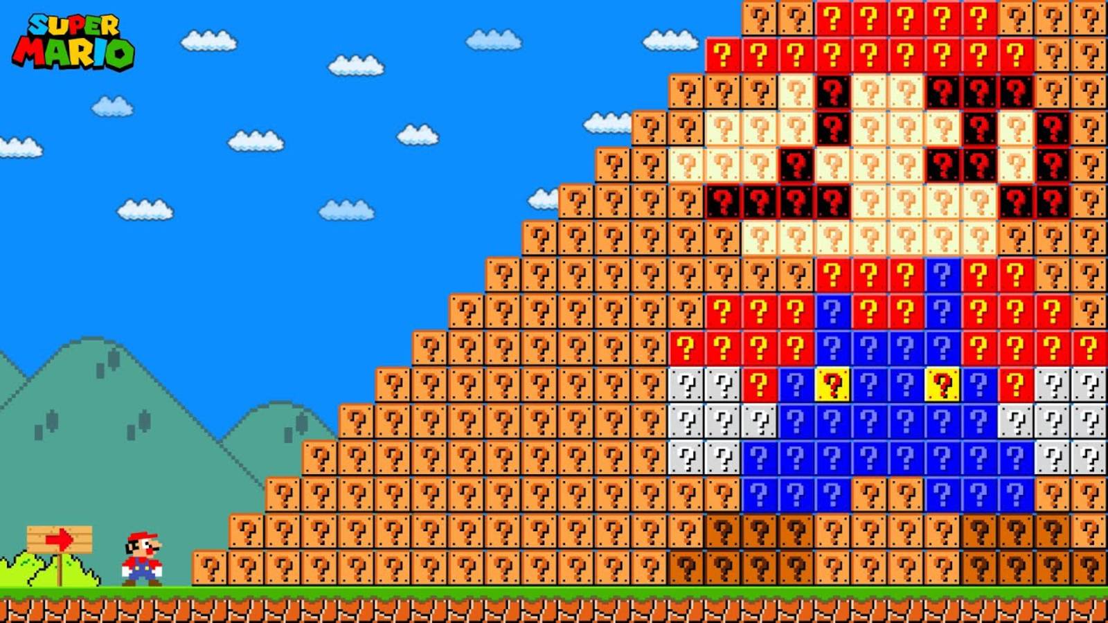 Super Mario Bros. Марио снова пытается собрать 999 блоков предметов