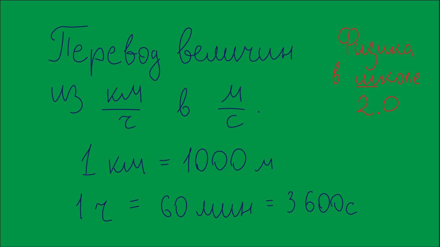 Повторение физики 7 класса. Перевод величин из км/ч в м/с.