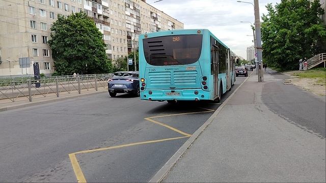 6 июня 2025 г. Автобус 50 маршрут Волгабас 5270.G0 1146 Дунайский Проспект Угол Купчинской Улицы