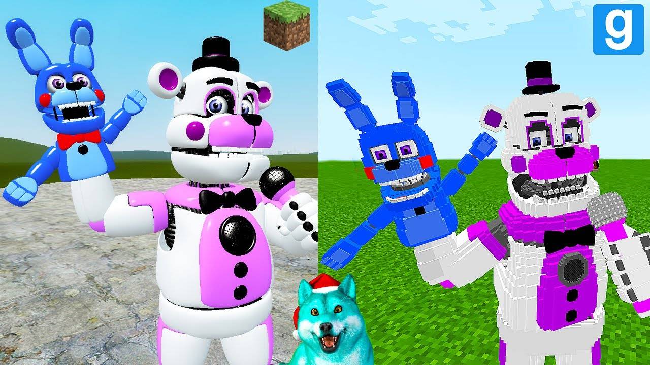Майнкрафт против фнаф 9 аниматроников в гаррис мод! fnaf garry's mod