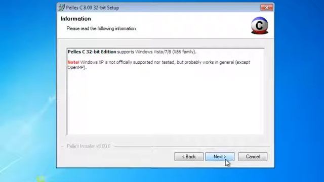 Установка IDE Pelles C. Windows 7