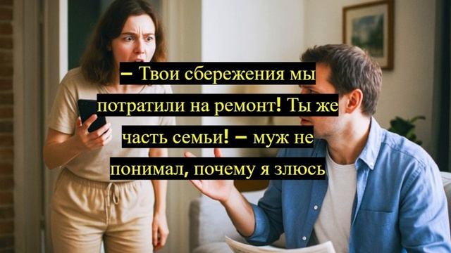Душевные истории | рассказы 
Твои сбережения мы потратили на ремонт! Ты же часть семьи!