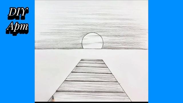 Закат у озера научу рисовать простым карандашом. Для начинающих. DIY Арт