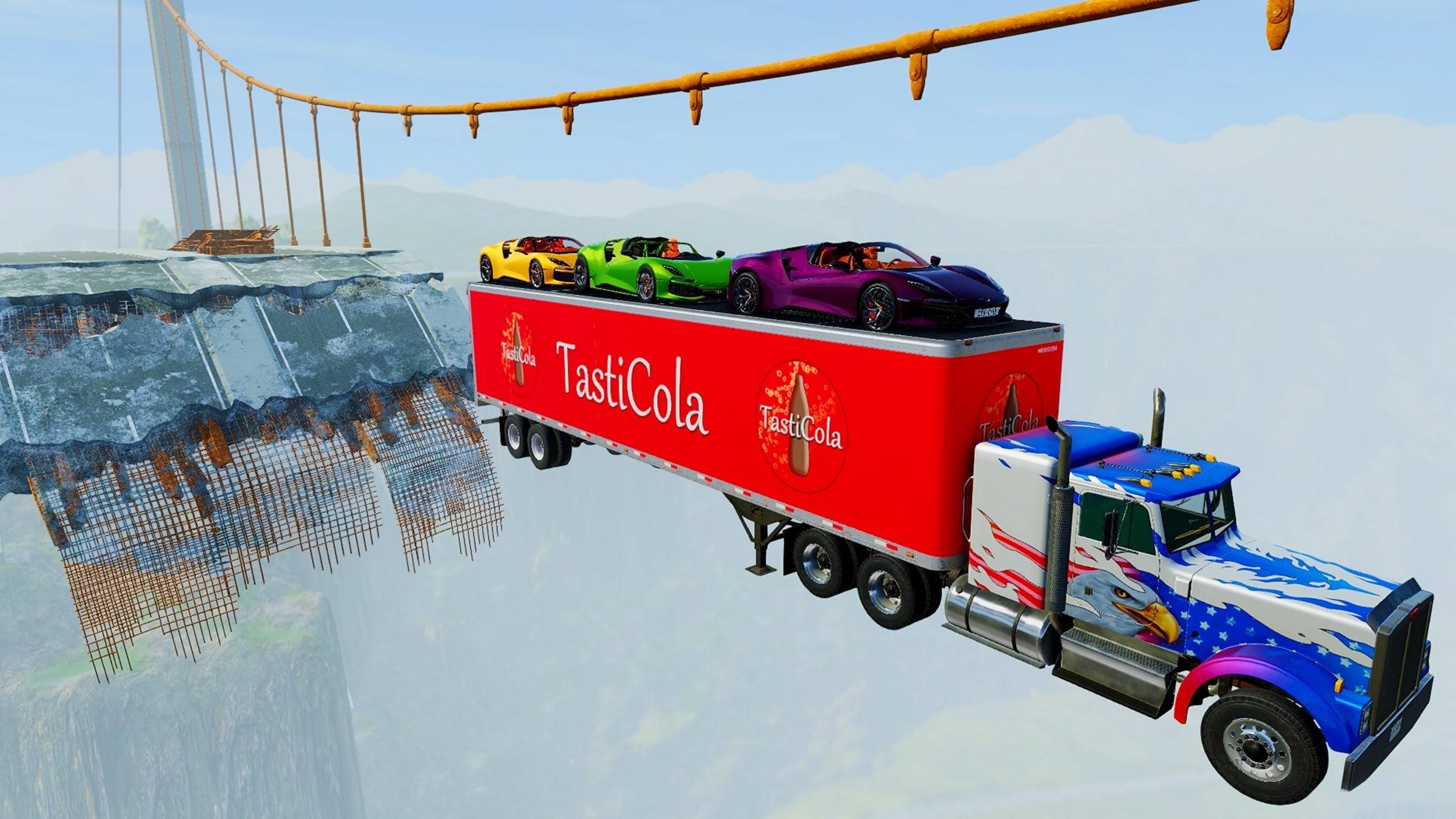 Машина падает с моста