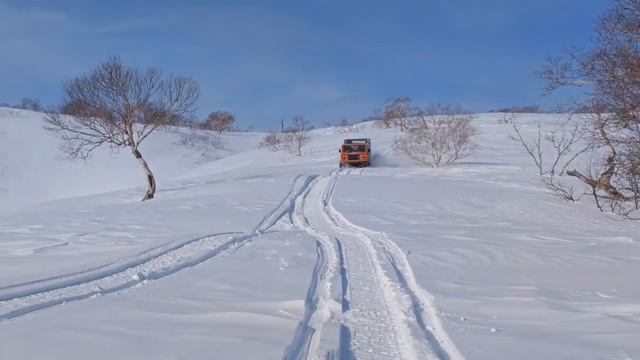 Зима на Итурупе, едем в бухту Гуя