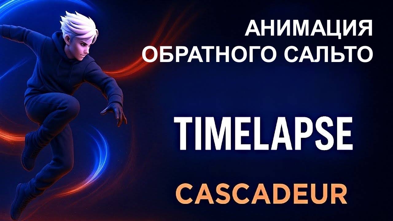 Создание анимации обратного сальто с помощью ИИ в Cascadeur (Таймлапс)